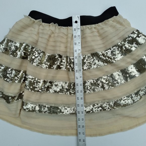 Free People Sequin Chiffon Tiered Mini Skirt Women’s size Medium - Picture 3 of 6